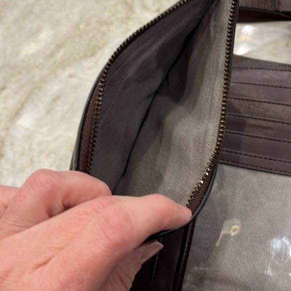 Vince Camuto Leather Bi-Fold Wallet | Dark Brown | Detachable Crossbody Strap - Picture 4 of 9